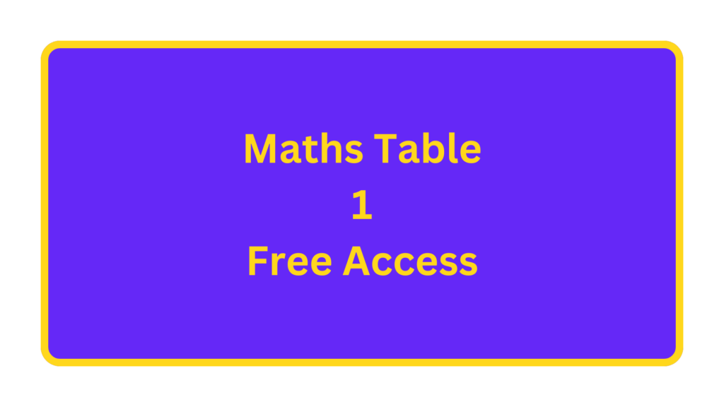 Maths Table 1 Free Access